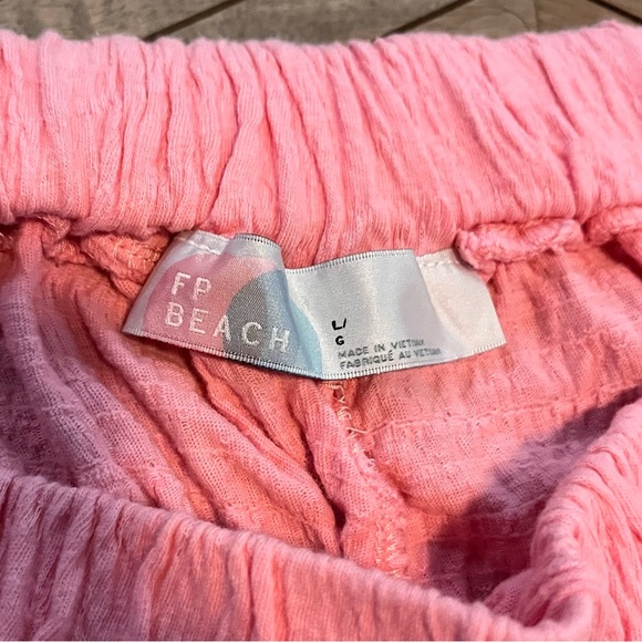 Free People Beach Twyla Ruffle Slubbed Cotton Pink Shorts with Micro Ruffle - Picture 8 of 9
